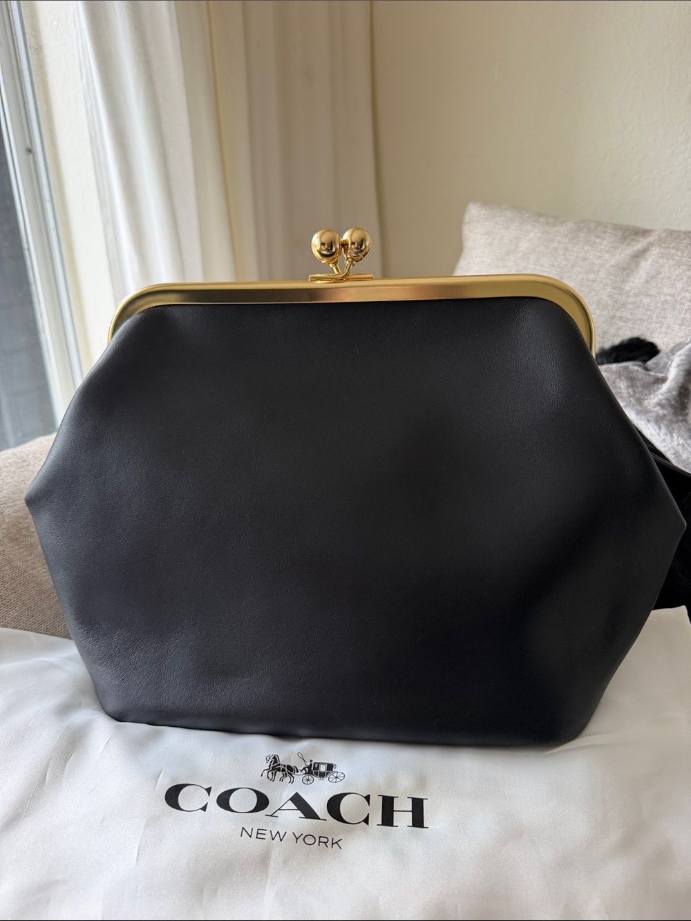 COACH Kisslock Medium Leather Framew Bag 27 - Vintage-Inspired Leather Handbag